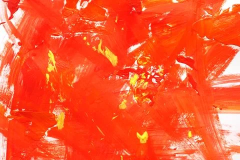 Background and texture strokes of red and yellow paint on white paper. copy s Stock Photos