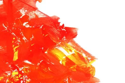 Background and texture strokes of red and yellow paint on white paper. copy s Stock Photos