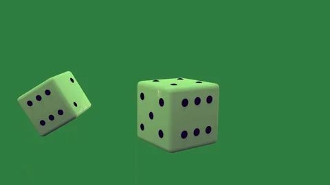 Background and two dice on dices white isolated on green screen background Vídeo Stock 336856287
