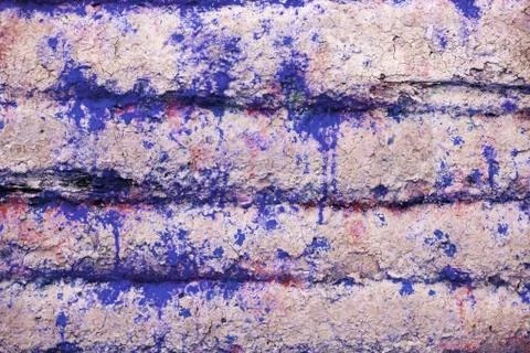 Background and wallpaper or texture of a pink wooden board with blue paint Stock Photos
