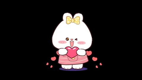 Background: Animated Cute White Bear Dancing with Hearts - Transparent Back.. Stock Footage 282789772