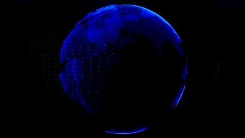 Background Animated Planet Earth Rotating Electric Blue Color Stock Footage 109065340