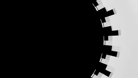 Background animation of circular unfolding white elements - left side, + alpha Video stock 90985100