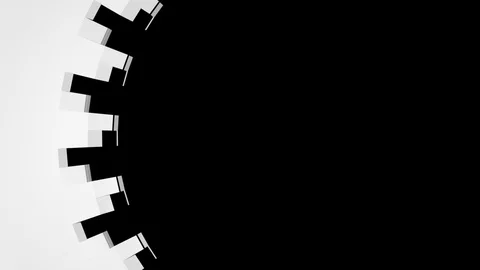 Background animation of circular unfolding white elements - right side, + alpha Video stock 90985563