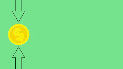 Background animation coin and arrow direction Stock Footage 242390216