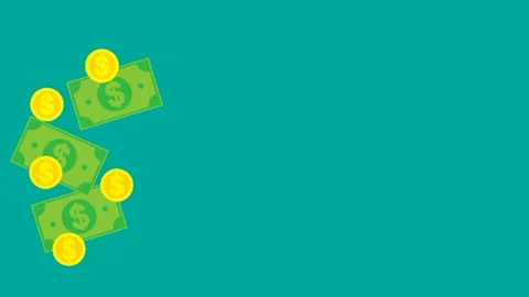 Background animation with coins and banknotes Video stock 255000694