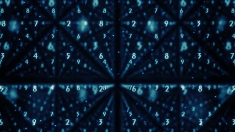 Background animation of random numbers grid and blue numbers with bokeh effec Stock Footage 160676942