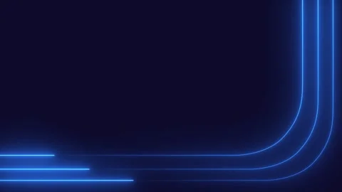 Background animation of three blue neon lines running curved from bottom left Stock Footage 321377546