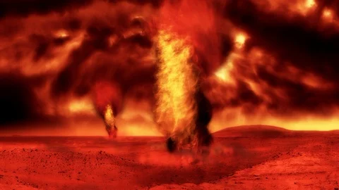 Background animation with twisters in Mars. 動画素材 111138175