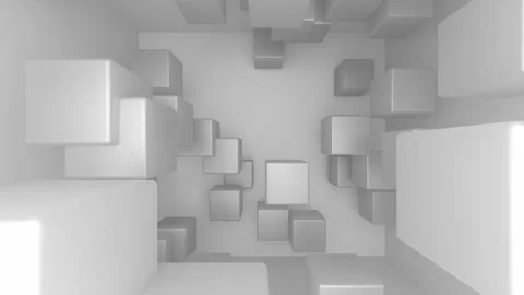 Background animation of white cubes in the room. Stock Footage 168121298