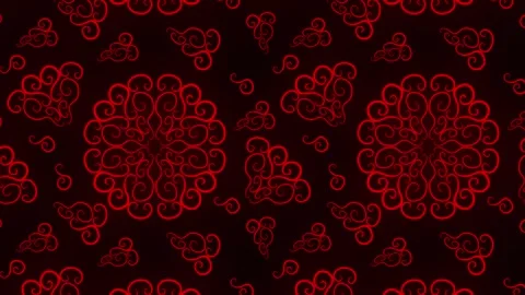Background animation,patterns, movement red ethnic pattern on a black background Stock Footage 270721682