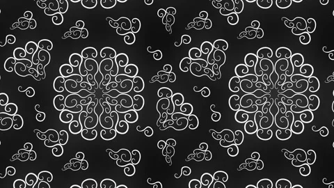 Background animation,patterns, movement white ethnic pattern on black background Stock Footage 270721697