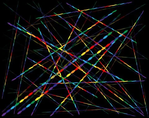 Background for any kind of design. On a black field, iridescent threads creat Stock Illustration