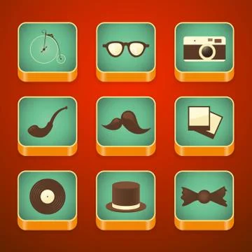 Background for the app icons set, hipster items Stock Illustration