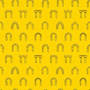 Background for architecture. Arches Seamless pattern with black outline ar... Foto stock