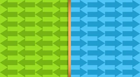 A background of arrows pointing in different directions in green and blue. Stock Illustration