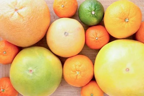 Background of assorted citrus fruit Stock Photos