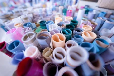 Background of assorted colored wrapping paper set Stock Photos