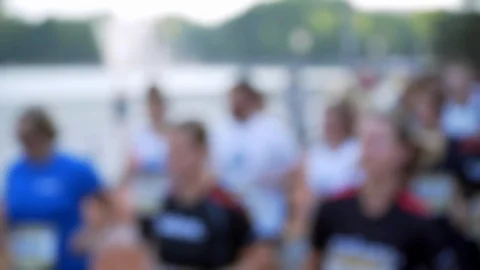 Background athletes running soft focus Stock Footage 91338489