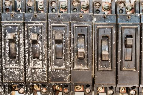 Background of automatic retro switches Stock Photos