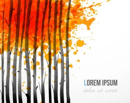 Background with autumn forest trees and place for your text. Illustrazione stock