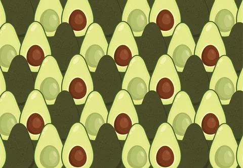 Background with Avocado. Vector avocado pattern. Vector texture for textile Stock Illustration
