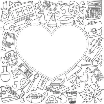 Background back to school doodles Stock Illustration