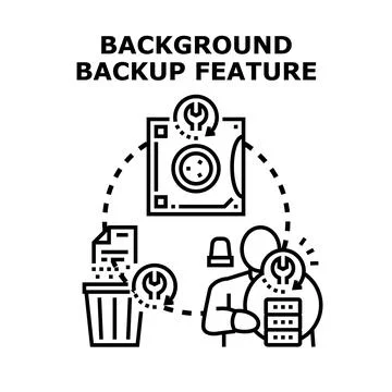 Background backup feature restoring data management system Illustrazione stock