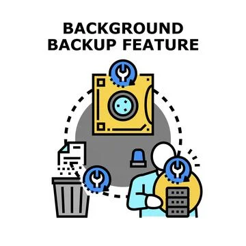 Background backup feature restoring data management system Stock Illustration