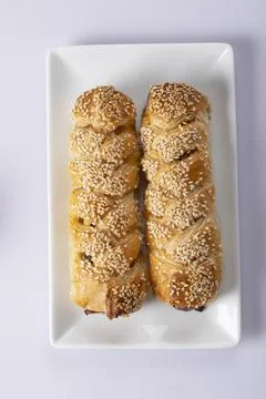 Background, bake, baked, basil, bread, bread basket, breakfast, brown, burger Stock Photos