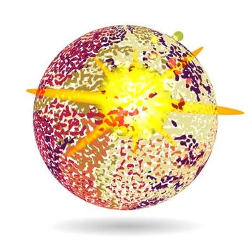 Background ball engraved dots and spots at the moment of explosi Illustrazione stock