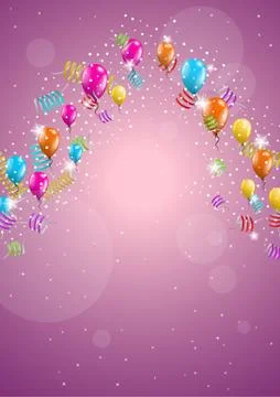 Background with balloons and confetti Stock Illustration