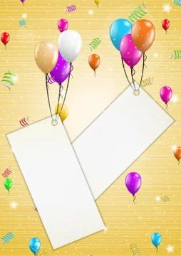 Background with balloons and confetti Stock Illustration