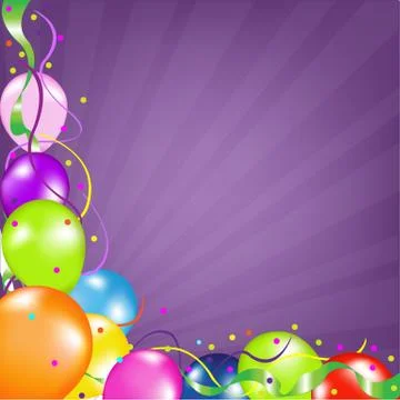 Background with balloons with sunburst Stock Illustration