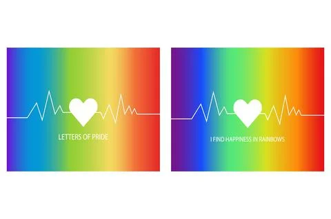 Background banner with word LETTERS OF PRIDE and I FIND HAPPINESS IN RAINBOWS; Stock Illustration