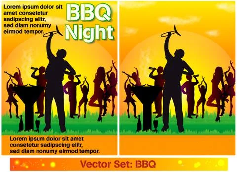 Background Barbecue Night Stock Illustration