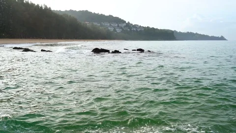 Background beach sky,Nai Thon Beach,Bright in Phuket Thailand,Morning light. 스톡 동영상 110736596