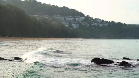 Background beach sky,Nai Thon Beach,Bright in Phuket Thailand,Morning light. Video stock 110736850