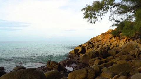 Background beach sky,Nai Thon Beach,Bright in Phuket Thailand,Morning light. Video stock 110737273