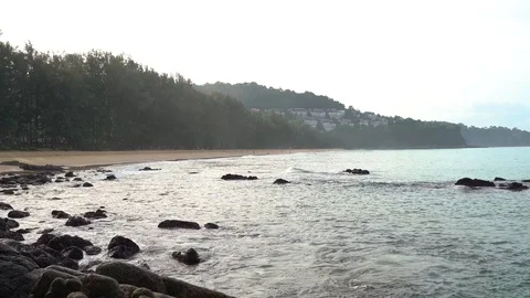 Background beach sky,Nai Thon Beach,Bright in Phuket Thailand,Morning light. 스톡 동영상 110737418