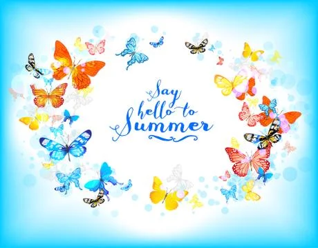 Background with beautiful butterflies Stock Illustration