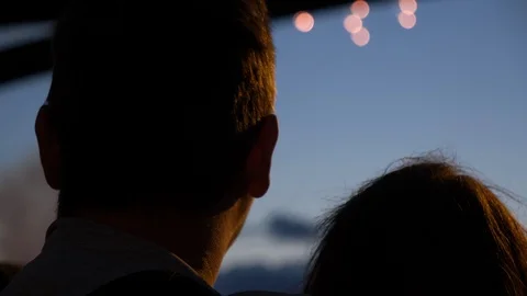 Background of beautiful firework two lover watch closeup show and enjoy 4K Stock Footage 114336578