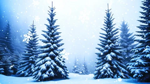 Background with beautiful forest and animated snowfall Video stock 256937262