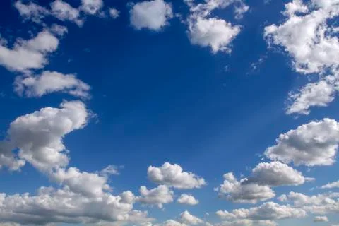Background of beautiful sky with clouds. Looking up view. Stock Photos
