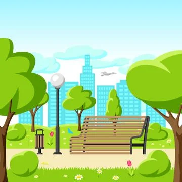 Background with beautiful summer or spring city park. Ilustración de archivo