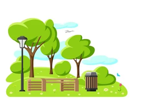 Background with beautiful summer or spring city park. 스톡 일러스트
