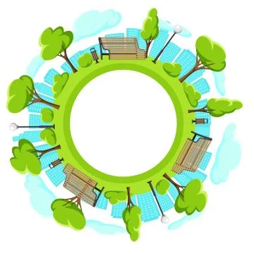 Background with beautiful summer or spring city park. イラスト素材