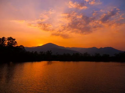 Background of beautiful sunshine in the evening. Stock Photos