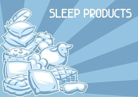 Background with bedroom items. Bedding sleeping accessories. Stock Illustration