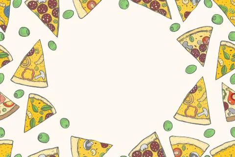 Background of beer and pizza Stock Illustration